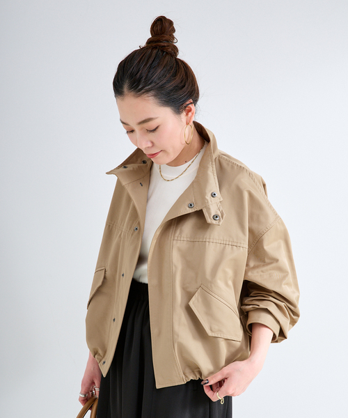 B.C STOCK（ベーセーストック）の「スタンドショートブルゾン（ブルゾン・レディース・ベージュ/ブラック・FREE）」の15枚目の写真