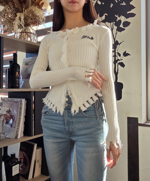 ｔｏｌｅｎｅ（トレネ）の「リブ編み フリンジ ダメージ加工 ニットカーディガン（ニット/セーター・レディース・ホワイト・FREE）」の21枚目の写真
