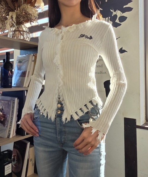 ｔｏｌｅｎｅ（トレネ）の「リブ編み フリンジ ダメージ加工 ニットカーディガン（ニット/セーター・レディース・ホワイト・FREE）」の22枚目の写真