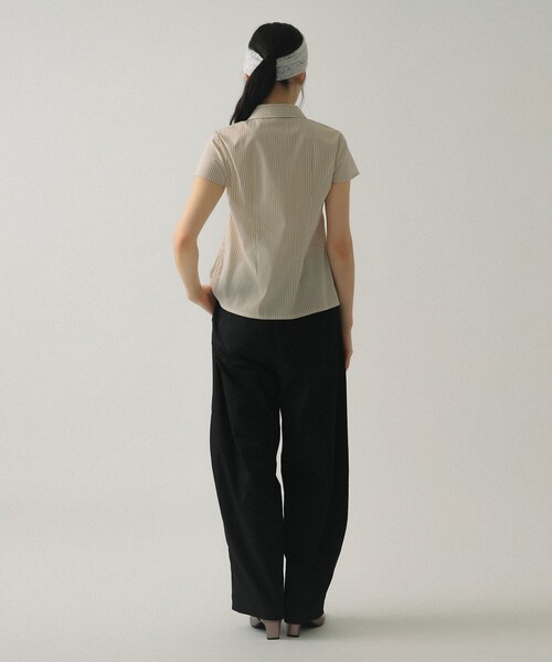 Ray BEAMS（レイビームス）の「ストライプ ジップ シャツ ハーフスリーブ（シャツ/ブラウス・レディース・ベージュ/ブルー・ONE SIZE）」の13枚目の写真