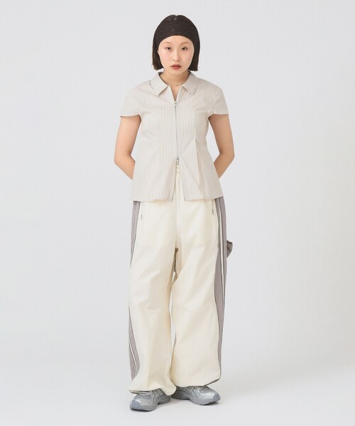 Ray BEAMS（レイビームス）の「ストライプ ジップ シャツ ハーフスリーブ（シャツ/ブラウス・レディース・ベージュ/ブルー・ONE SIZE）」の17枚目の写真