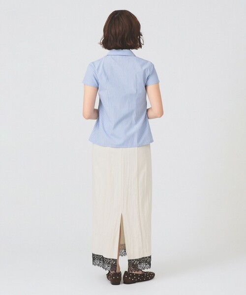 Ray BEAMS（レイビームス）の「ストライプ ジップ シャツ ハーフスリーブ（シャツ/ブラウス・レディース・ベージュ/ブルー・ONE SIZE）」の21枚目の写真