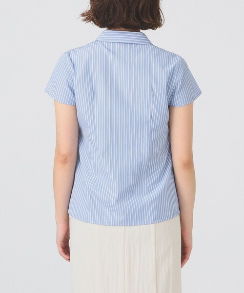 Ray BEAMS（レイビームス）の「ストライプ ジップ シャツ ハーフスリーブ（シャツ/ブラウス・レディース・ベージュ/ブルー・ONE SIZE）」の7枚目の写真