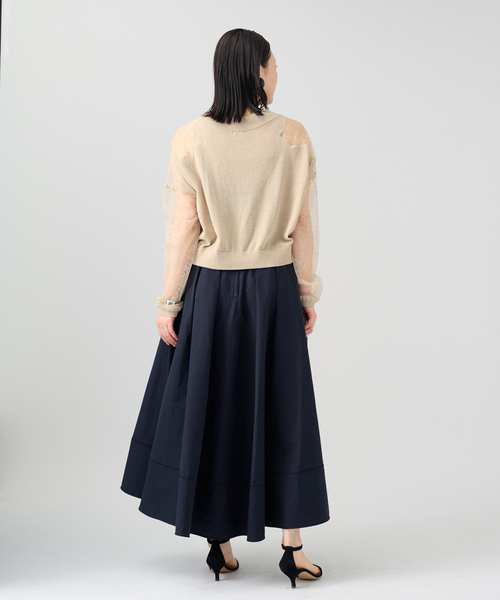 VERMEIL par iena（ヴェルメイユパーイエナ）の「Typewriter タックスカート（スカート・レディース・ライトイエロー/ネイビー・38/36）」の4枚目の写真