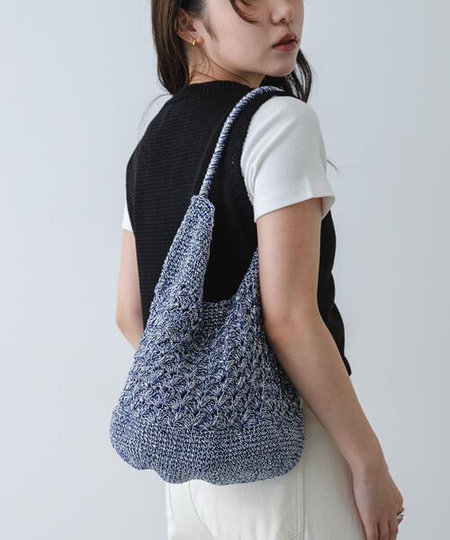 SENSE OF PLACE by URBAN RESEARCH（センスオブプレイスバイアーバンリサーチ）の「メタリックヤーンバッグ（かごバッグ・レディース・ブラウン/その他1/ネイビー/シルバー・ONE）」の3枚目の写真