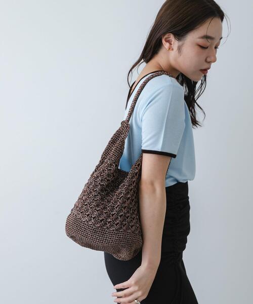 SENSE OF PLACE by URBAN RESEARCH（センスオブプレイスバイアーバンリサーチ）の「メタリックヤーンバッグ（かごバッグ・レディース・ブラウン/その他1/ネイビー/シルバー・ONE）」の2枚目の写真