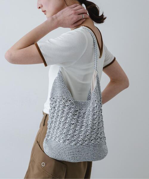 SENSE OF PLACE by URBAN RESEARCH（センスオブプレイスバイアーバンリサーチ）の「メタリックヤーンバッグ（かごバッグ・レディース・ブラウン/その他1/ネイビー/シルバー・ONE）」の4枚目の写真