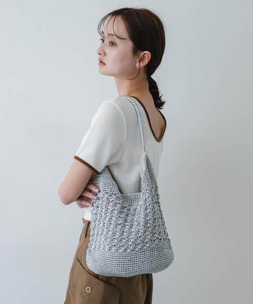 SENSE OF PLACE by URBAN RESEARCH（センスオブプレイスバイアーバンリサーチ）の「メタリックヤーンバッグ（かごバッグ・レディース・ブラウン/その他1/ネイビー/シルバー・ONE）」の5枚目の写真