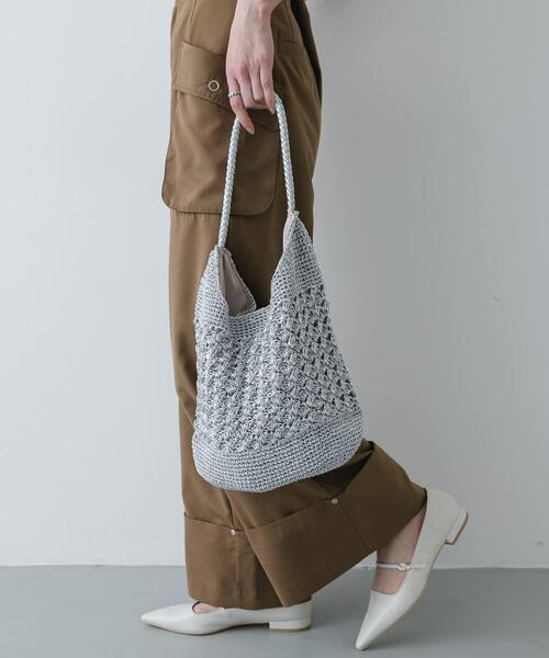 SENSE OF PLACE by URBAN RESEARCH（センスオブプレイスバイアーバンリサーチ）の「メタリックヤーンバッグ（かごバッグ・レディース・ブラウン/その他1/ネイビー/シルバー・ONE）」の6枚目の写真