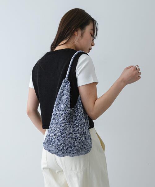 SENSE OF PLACE by URBAN RESEARCH（センスオブプレイスバイアーバンリサーチ）の「メタリックヤーンバッグ（かごバッグ・レディース・ブラウン/その他1/ネイビー/シルバー・ONE）」の14枚目の写真