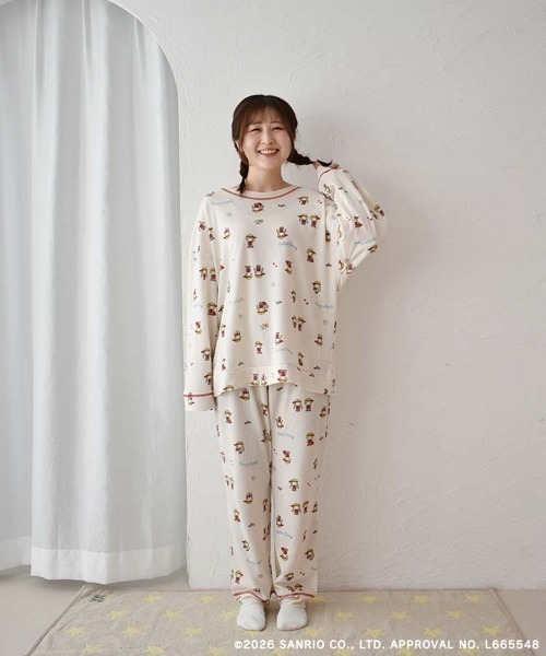 sanrio（サンリオ）の「パティ＆ジミーワッフルルームウェア上下セット（ルームウェア/パジャマ・レディース・オフホワイト/クリーム・ML）」の6枚目の写真