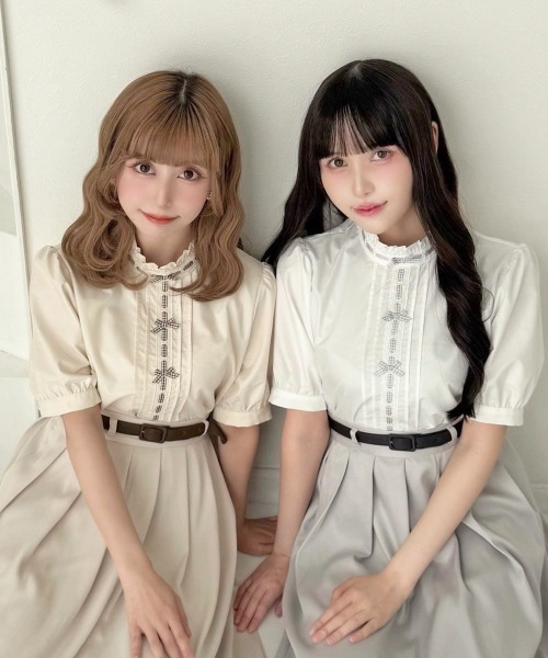 F i.n.t（フィント）の「ギンガムチェックはしごリボンブラウス（シャツ/ブラウス・レディース・アイボリー/オフホワイト・FREE）」の2枚目の写真