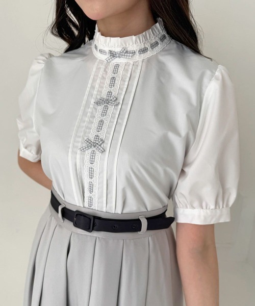 F i.n.t（フィント）の「ギンガムチェックはしごリボンブラウス（シャツ/ブラウス・レディース・アイボリー/オフホワイト・FREE）」の4枚目の写真