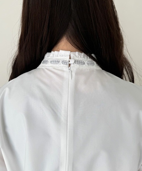 F i.n.t（フィント）の「ギンガムチェックはしごリボンブラウス（シャツ/ブラウス・レディース・アイボリー/オフホワイト・FREE）」の8枚目の写真