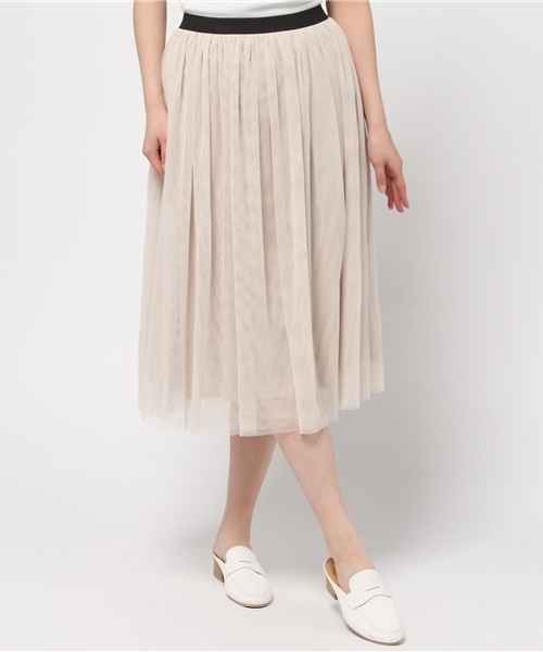 LBC（エルビーシー）の「チュールギャザースカート                  （スカート・レディース・ライトグレー/ネイビー/ダークネイビー/ベージュ・LARGE/MEDIUM）」の3枚目の写真
