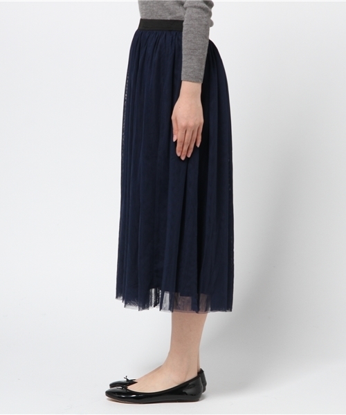 LBC（エルビーシー）の「チュールギャザースカート                  （スカート・レディース・ライトグレー/ネイビー/ダークネイビー/ベージュ・LARGE/MEDIUM）」の5枚目の写真