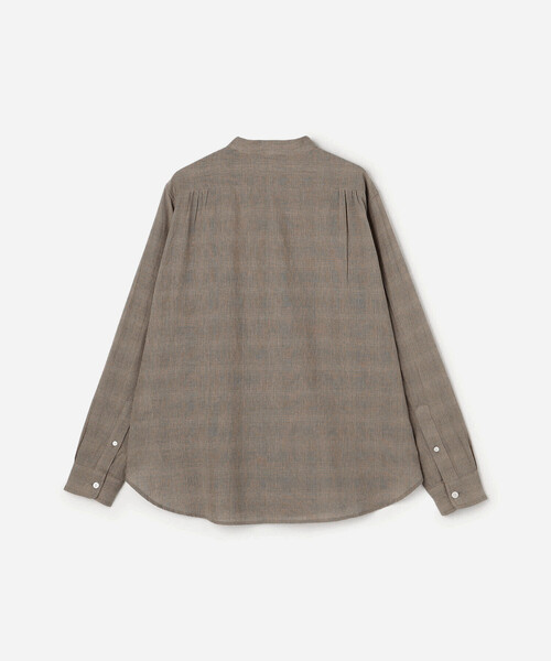 Bshop（ビショップ）の「INDIA INDUSTRY | ファインラインチェック バンドカラーシャツ WOMEN（シャツ/ブラウス・レディース・ベージュ系その他/グレー系その他・1）」の5枚目の写真