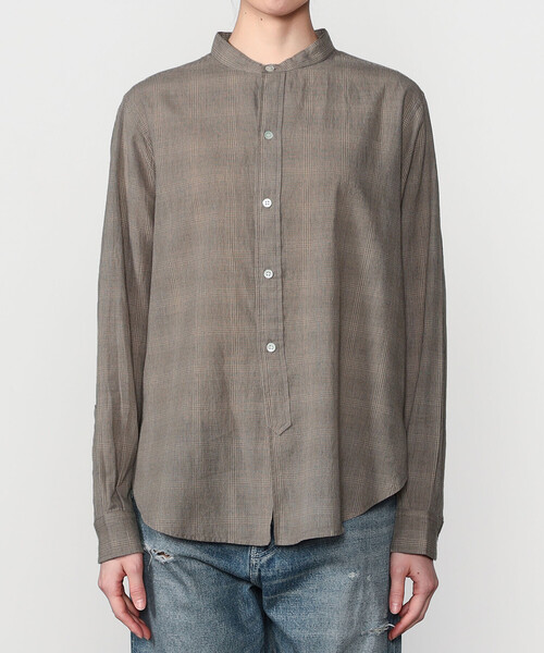 Bshop（ビショップ）の「INDIA INDUSTRY | ファインラインチェック バンドカラーシャツ WOMEN（シャツ/ブラウス・レディース・ベージュ系その他/グレー系その他・1）」の10枚目の写真