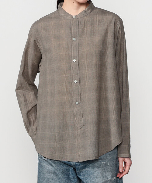 Bshop（ビショップ）の「INDIA INDUSTRY | ファインラインチェック バンドカラーシャツ WOMEN（シャツ/ブラウス・レディース・ベージュ系その他/グレー系その他・1）」の13枚目の写真