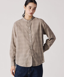 Bshop | INDIA INDUSTRY | ファインラインチェック バンドカラーシャツ WOMEN(シャツ/ブラウス)