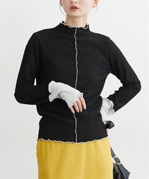 nissen | 前後２ＷＡＹふくれジャガード袖配色切替メロートップス(Tシャツ/カットソー)