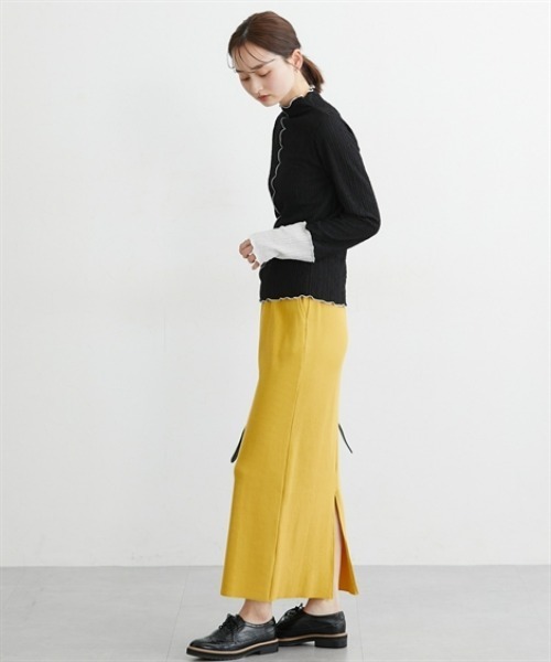 nissen（ニッセン）の「前後２ＷＡＹふくれジャガード袖配色切替メロートップス（Tシャツ/カットソー・レディース・アイボリー/ブラック・L/M/LL）」の16枚目の写真