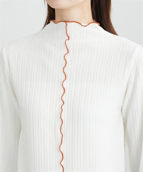 nissen（ニッセン）の「前後２ＷＡＹふくれジャガード袖配色切替メロートップス（Tシャツ/カットソー・レディース・アイボリー/ブラック・L/M/LL）」の18枚目の写真