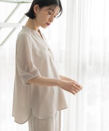 OPAQUE.CLIP | 【ストレッチ/防シワ/洗濯機OK】タックスリーブブラウス《SS～LL/6col/セットアップ可》(シャツ/ブラウス)