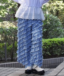 H.A.K | 2．0オンスシフォンデニムクレイジーフリルパンツ(デニムパンツ)