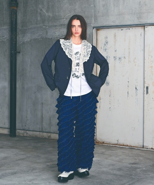 H.A.K（ハク）の「2．0オンスシフォンデニムクレイジーフリルパンツ（デニムパンツ・レディース・ブルー/ネイビー・1/2）」の10枚目の写真