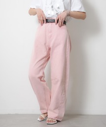 カラーデニムバレルレッグパンツ