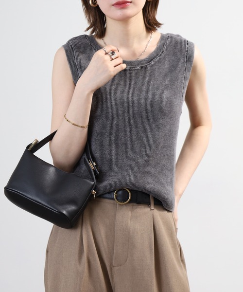 hunch（ハンチ）の「hunch コットンリブ　タンクトップ（タンクトップ・レディース・イエロー/チャコール/ライトベージュ・FREE）」の2枚目の写真