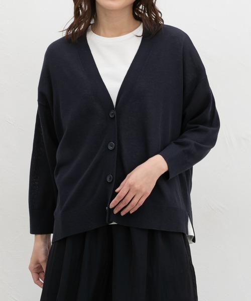 Honeys（ハニーズ）の「【ハニさら・抗菌防臭・ウォッシャブル・ＵＶカット】８分袖Ｖネックカーデ（カーディガン/ボレロ・レディース・ブラック/杢グレー/グリーン/ネイビー/ベージュ/モカ・L/M/S）」の6枚目の写真