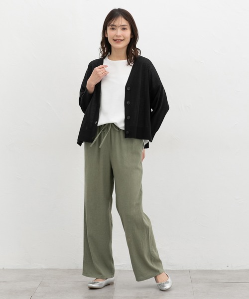 Honeys（ハニーズ）の「【ハニさら・抗菌防臭・ウォッシャブル・ＵＶカット】８分袖Ｖネックカーデ（カーディガン/ボレロ・レディース・ブラック/杢グレー/グリーン/ネイビー/ベージュ/モカ・L/M/S）」の8枚目の写真