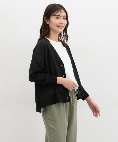 Honeys（ハニーズ）の「【ハニさら・抗菌防臭・ウォッシャブル・ＵＶカット】８分袖Ｖネックカーデ（カーディガン/ボレロ・レディース・ブラック/杢グレー/グリーン/ネイビー/ベージュ/モカ・L/M/S）」の9枚目の写真