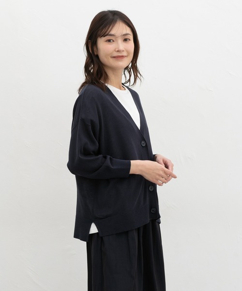 Honeys（ハニーズ）の「【ハニさら・抗菌防臭・ウォッシャブル・ＵＶカット】８分袖Ｖネックカーデ（カーディガン/ボレロ・レディース・ブラック/杢グレー/グリーン/ネイビー/ベージュ/モカ・L/M/S）」の11枚目の写真
