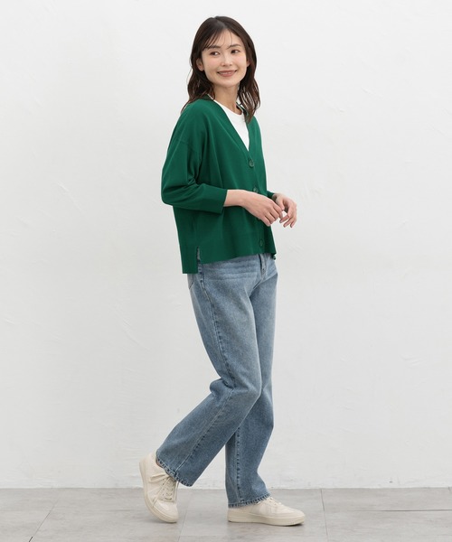 Honeys（ハニーズ）の「【ハニさら・抗菌防臭・ウォッシャブル・ＵＶカット】８分袖Ｖネックカーデ（カーディガン/ボレロ・レディース・ブラック/杢グレー/グリーン/ネイビー/ベージュ/モカ・L/M/S）」の12枚目の写真
