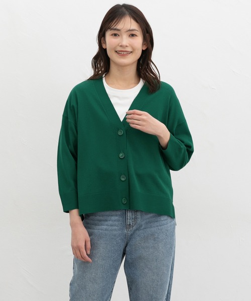 Honeys（ハニーズ）の「【ハニさら・抗菌防臭・ウォッシャブル・ＵＶカット】８分袖Ｖネックカーデ（カーディガン/ボレロ・レディース・ブラック/杢グレー/グリーン/ネイビー/ベージュ/モカ・L/M/S）」の13枚目の写真