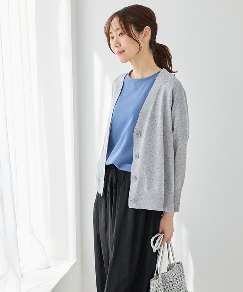 Honeys（ハニーズ）の「【ハニさら・抗菌防臭・ウォッシャブル・ＵＶカット】８分袖Ｖネックカーデ（カーディガン/ボレロ・レディース・ブラック/杢グレー/グリーン/ネイビー/ベージュ/モカ・L/M/S）」の16枚目の写真