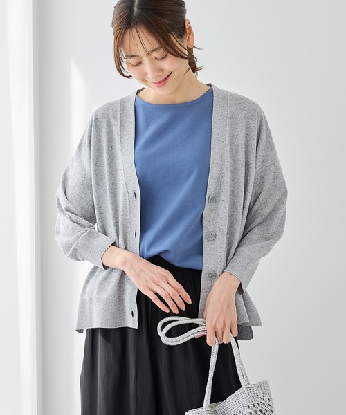 Honeys（ハニーズ）の「【ハニさら・抗菌防臭・ウォッシャブル・ＵＶカット】８分袖Ｖネックカーデ（カーディガン/ボレロ・レディース・ブラック/杢グレー/グリーン/ネイビー/ベージュ/モカ・L/M/S）」の17枚目の写真