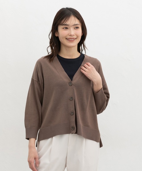 Honeys（ハニーズ）の「【ハニさら・抗菌防臭・ウォッシャブル・ＵＶカット】８分袖Ｖネックカーデ（カーディガン/ボレロ・レディース・ブラック/杢グレー/グリーン/ネイビー/ベージュ/モカ・L/M/S）」の19枚目の写真