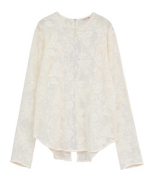 CLANE（クラネ）の「【CLANE/クラネ】BACK DESIGN FLOWER LACE TOPS/バックデザインフラワートップス（シャツ/ブラウス・レディース・ブラック/ホワイト/オレンジ・FREE）」の2枚目の写真