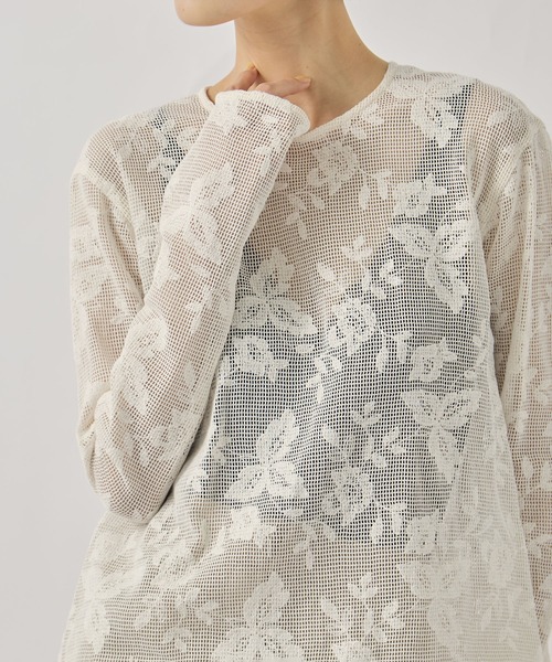 CLANE フラワートップス CLANE/クラネ】BACK DESIGN FLOWER LACE TOPS/バックデザインフラワー