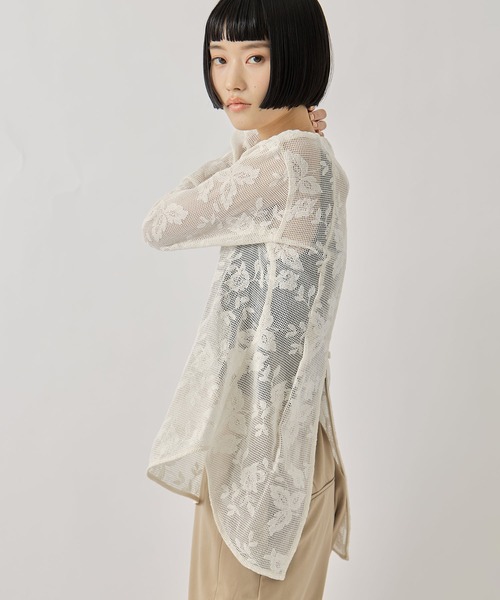 CLANE/クラネ】BACK DESIGN FLOWER LACE TOPS/バックデザインフラワー