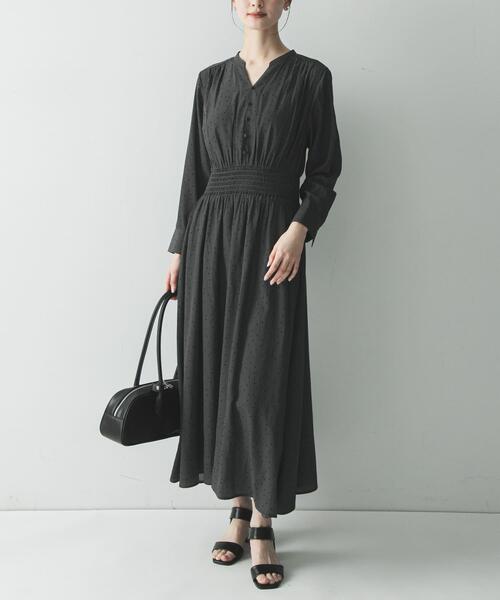 URBAN RESEARCH（アーバンリサーチ）の「ウエストシャーリングドットワンピース（ワンピース・レディース・チャコールグレー/ブラック・FREE）」の3枚目の写真