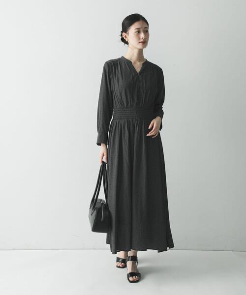URBAN RESEARCH（アーバンリサーチ）の「ウエストシャーリングドットワンピース（ワンピース・レディース・チャコールグレー/ブラック・FREE）」の7枚目の写真