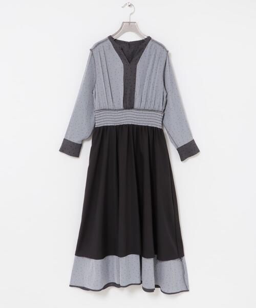 URBAN RESEARCH（アーバンリサーチ）の「ウエストシャーリングドットワンピース（ワンピース・レディース・チャコールグレー/ブラック・FREE）」の12枚目の写真