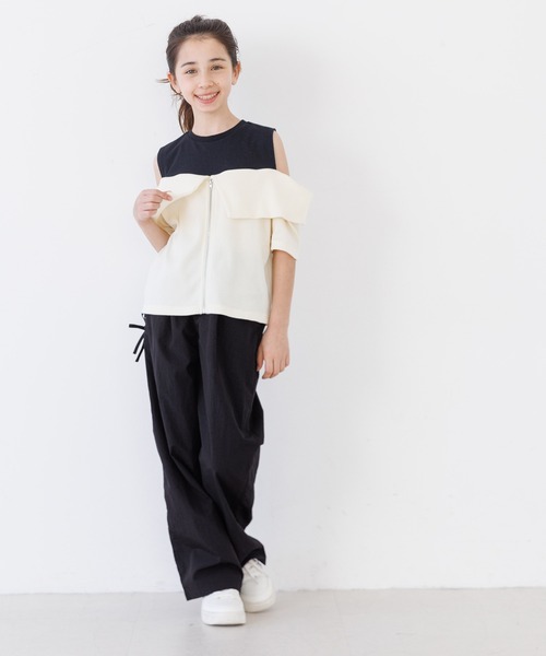 coca(coca)(コカ)の「キッズ アシメレースアップワイドパンツ(その他パンツ・キッズ・ブラック/ラベンダー・150/140/130/120)」の3枚目の写真