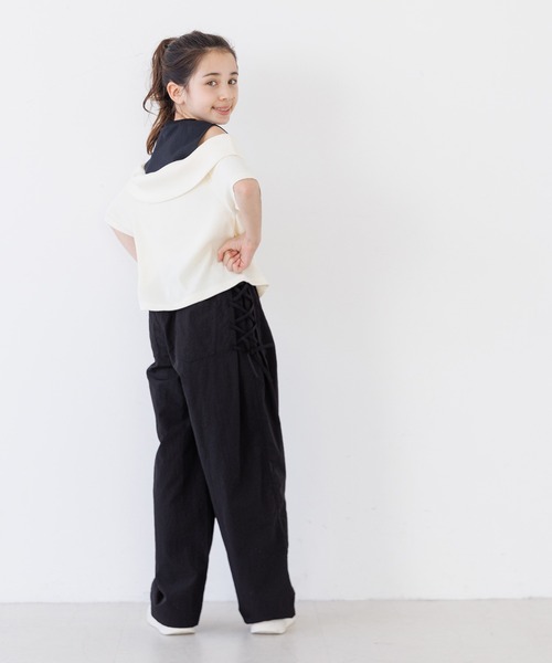 coca(coca)(コカ)の「キッズ アシメレースアップワイドパンツ(その他パンツ・キッズ・ブラック/ラベンダー・150/140/130/120)」の5枚目の写真