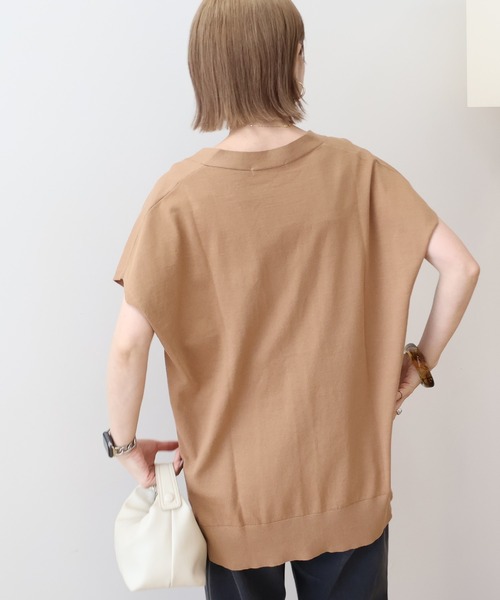 AMERICAN HOLIC(アメリカンホリック)の「【WEB限定】フレンチスリーブVネックニットカーディガン(カーディガン/ボレロ・レディース・チャコールグレー/キャメル/杢グレー/ネイビー・L/M)」の21枚目の写真
